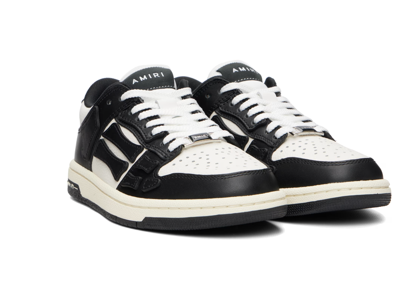 AMIRI Skel-Top Low Black & White Sneakers — Mujer