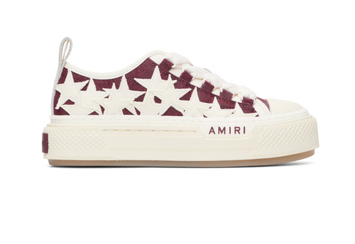 AMIRI MA Quad Stars Court Low White & Burgundy — Mujer