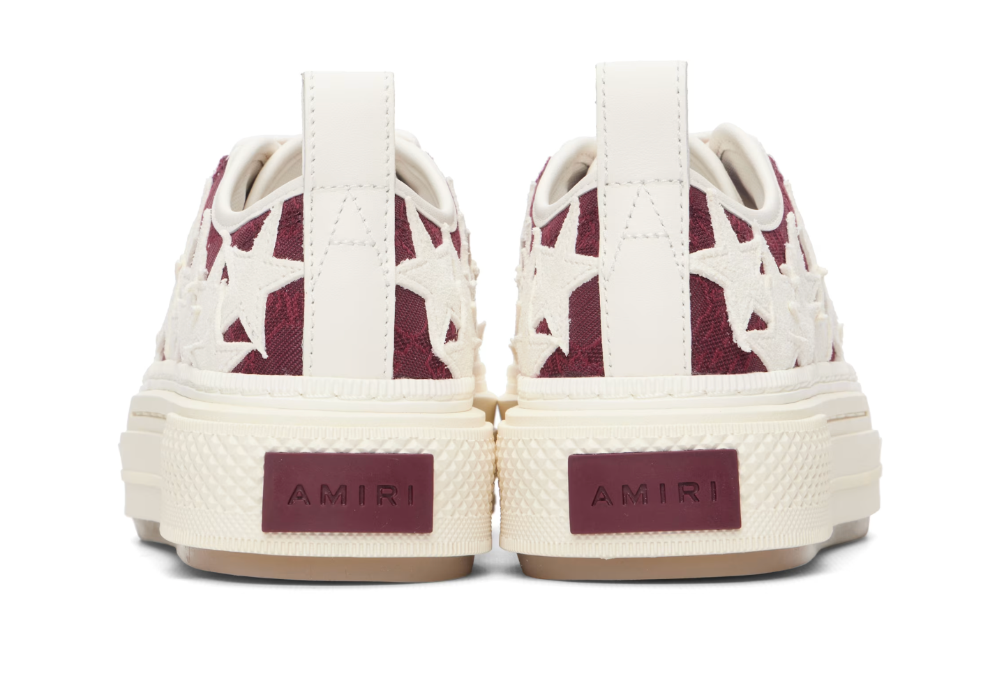 AMIRI MA Quad Stars Court Low White & Burgundy — Mujer
