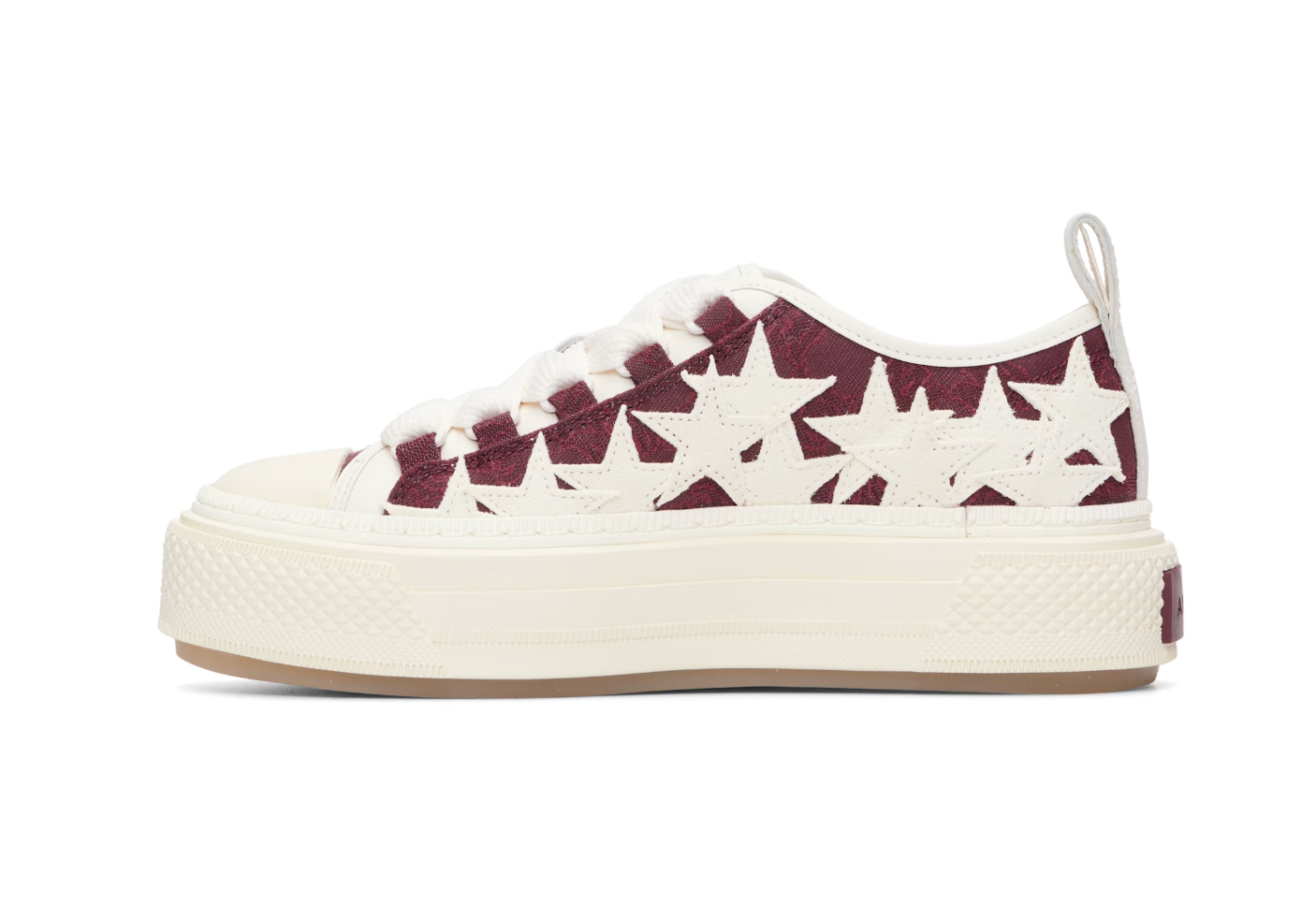 AMIRI MA Quad Stars Court Low White & Burgundy — Mujer
