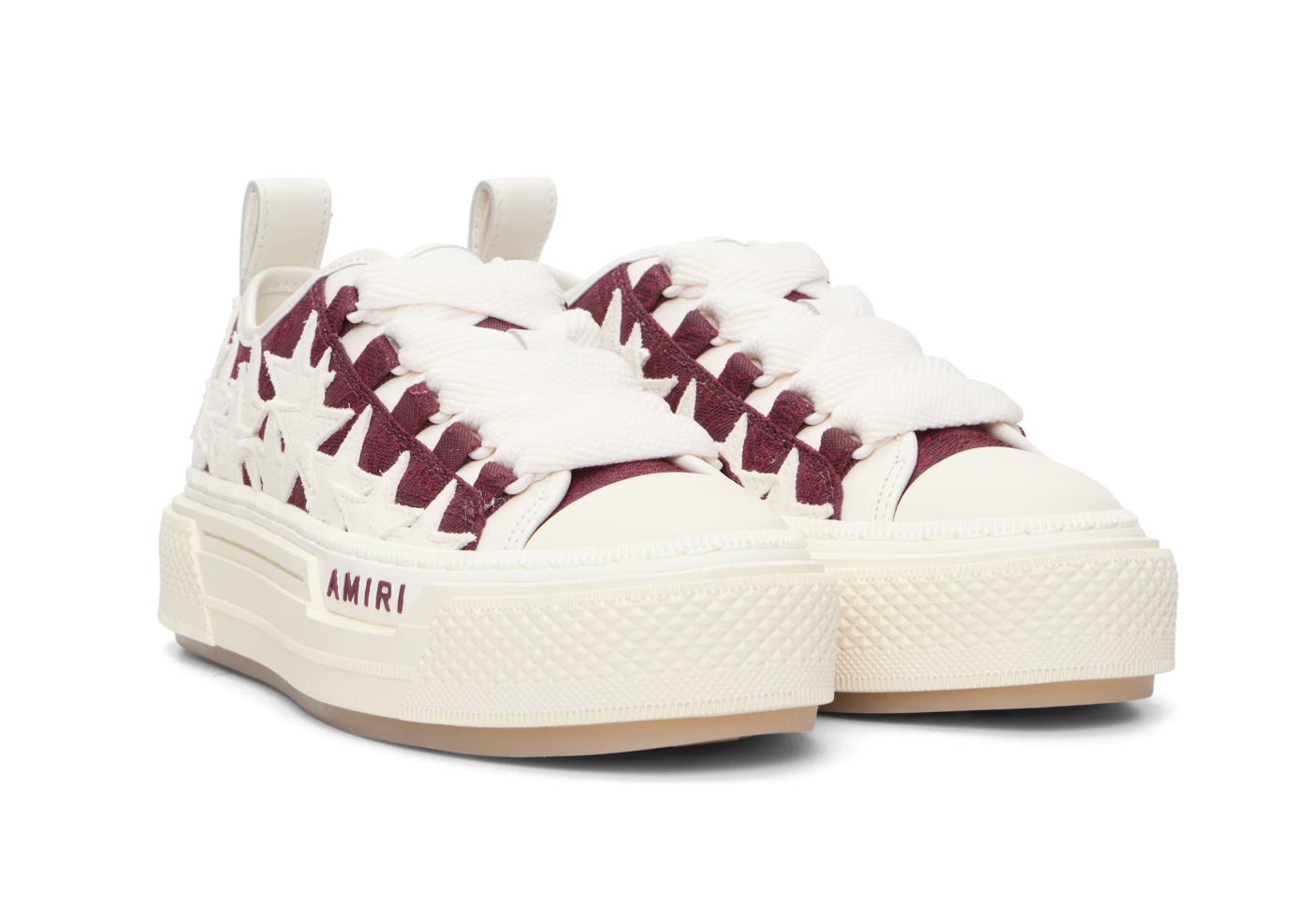 AMIRI MA Quad Stars Court Low White & Burgundy — Mujer